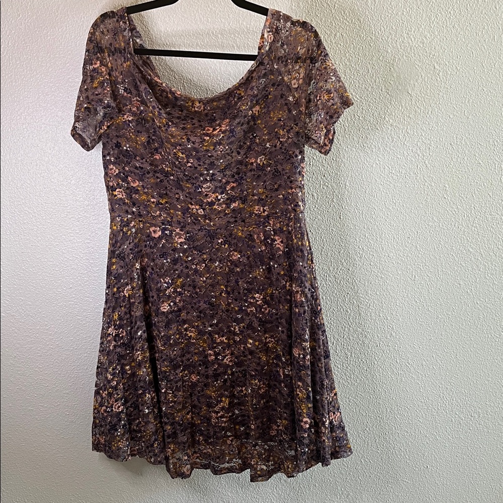 Xhilaration Floral Lace Mini Dress - Purple and Pink